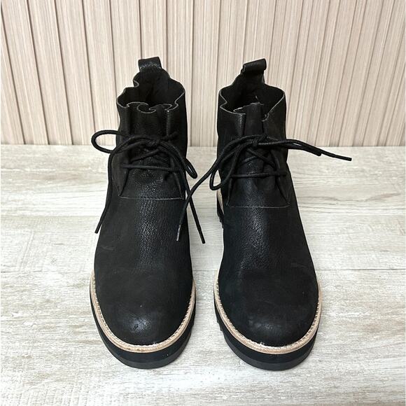EILEEN FISHER Capa Wedge Chukka Boot In Black Sz 8 Brand New - Picture 2 of 14